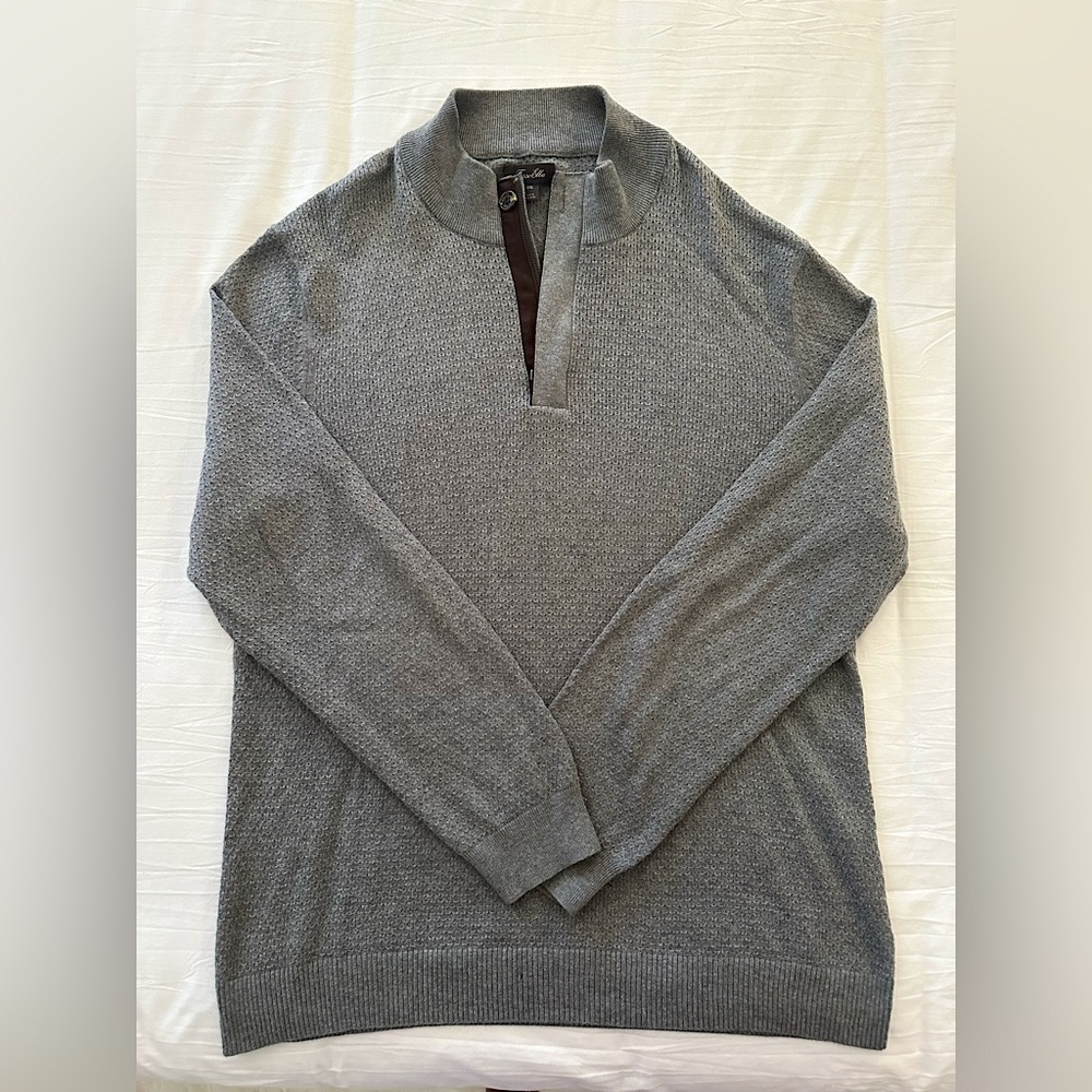 Tasso Elbo Gray Quarter Zip Casual Sweater